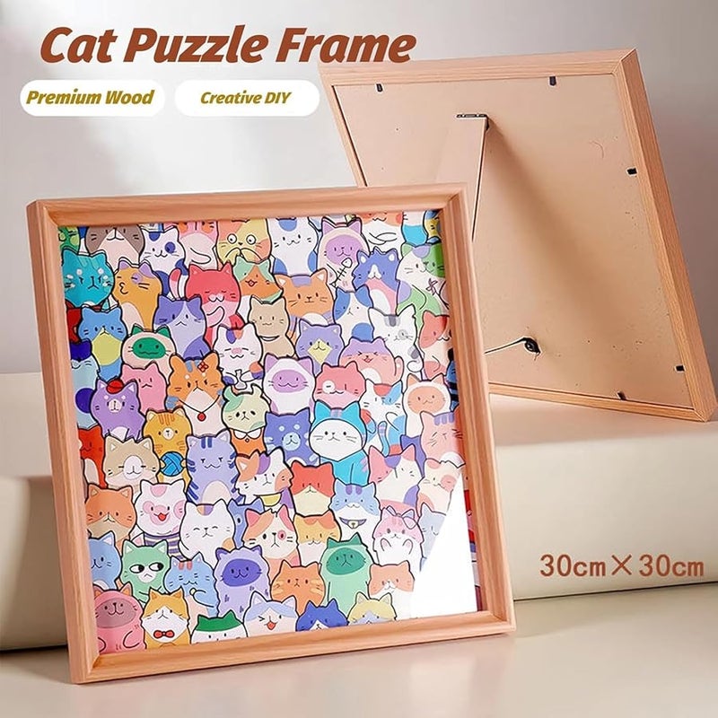 إطار أحجية خشبية للقطط افعلها بنفسك مع 12 قلمًا، تصميم فنان ثلاثي الأبعاد، أحجية تلوين لتزيين المنزل والحرف اليدوية - Image 5